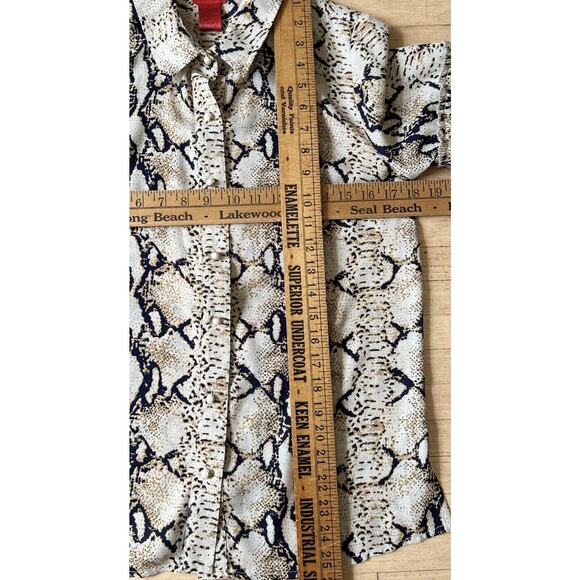 Vintage V Cristina Blouse Snake Skin Layered Ruffle Sleeves Pearl Button Sz S - Picture 7 of 8